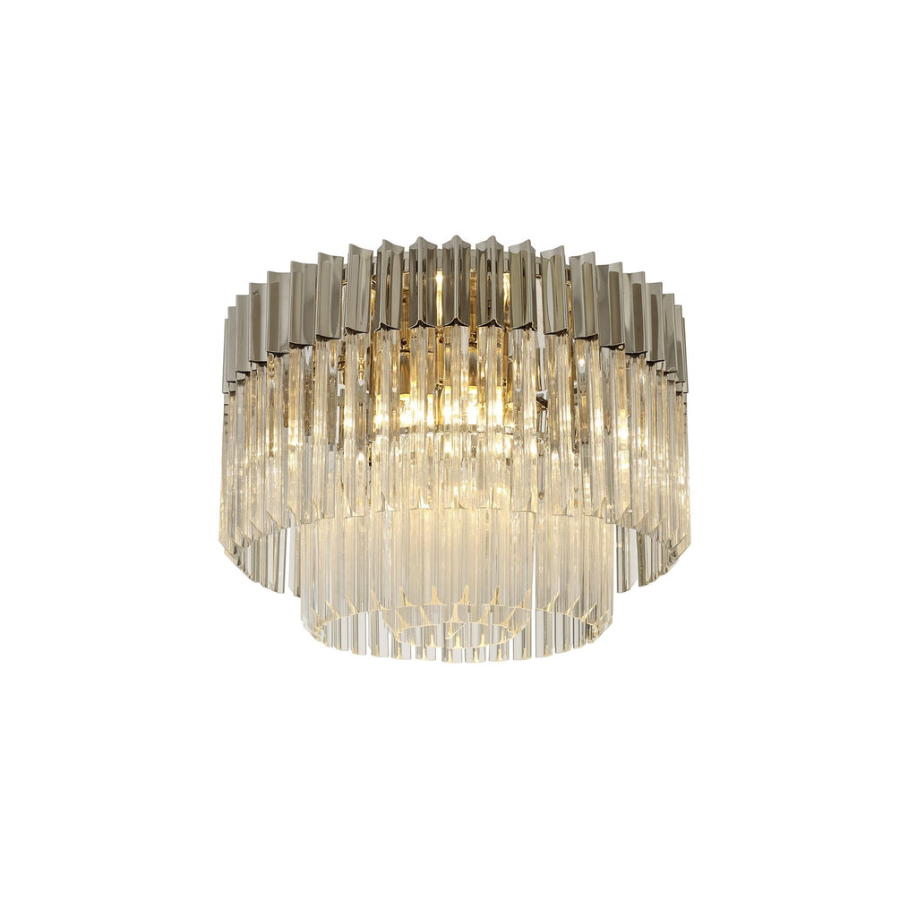 NL82419 Vienna Ceiling Round 7 Light Polished Nickel/Clear Glass