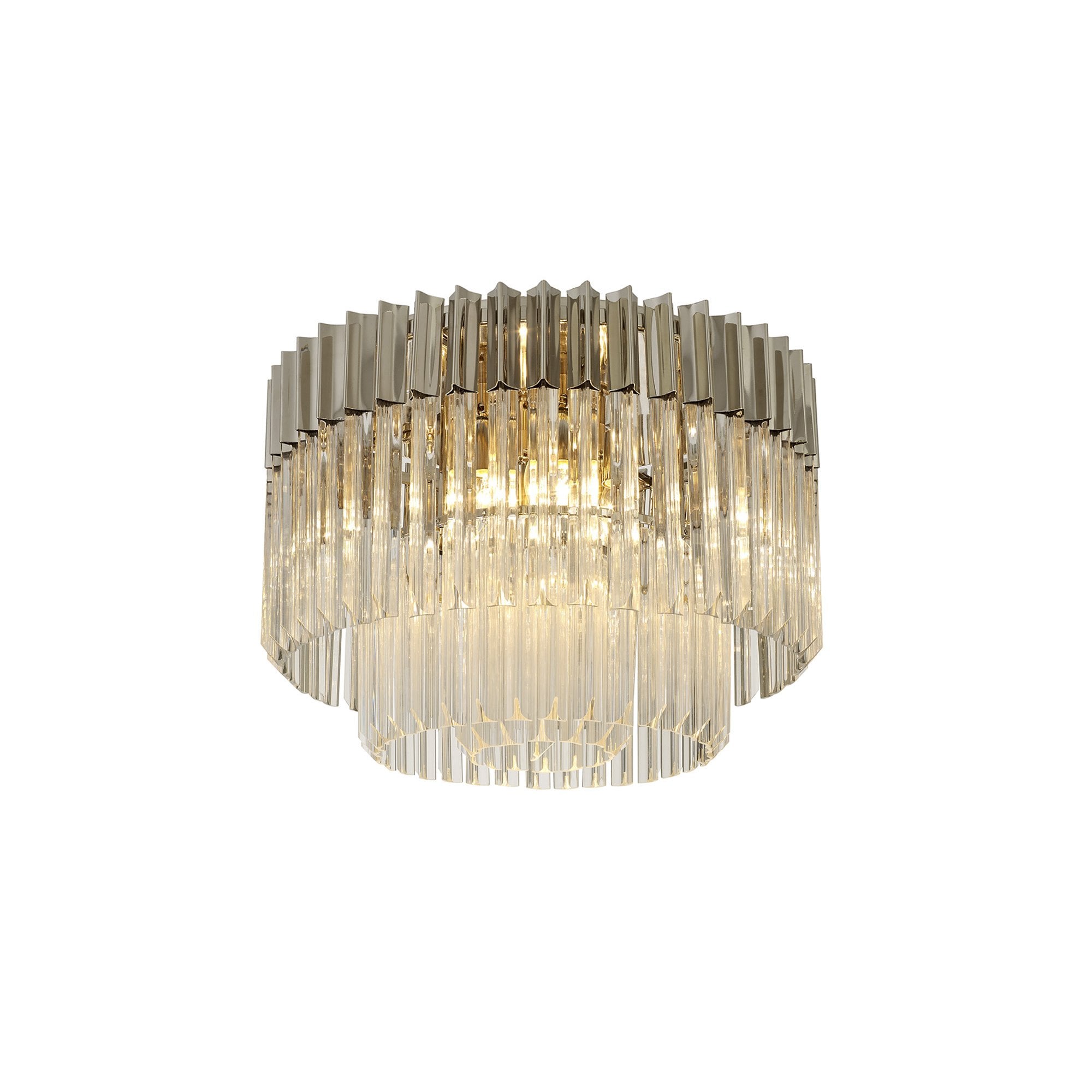 NL82419 Vienna Ceiling Round 7 Light Polished Nickel/Clear Glass