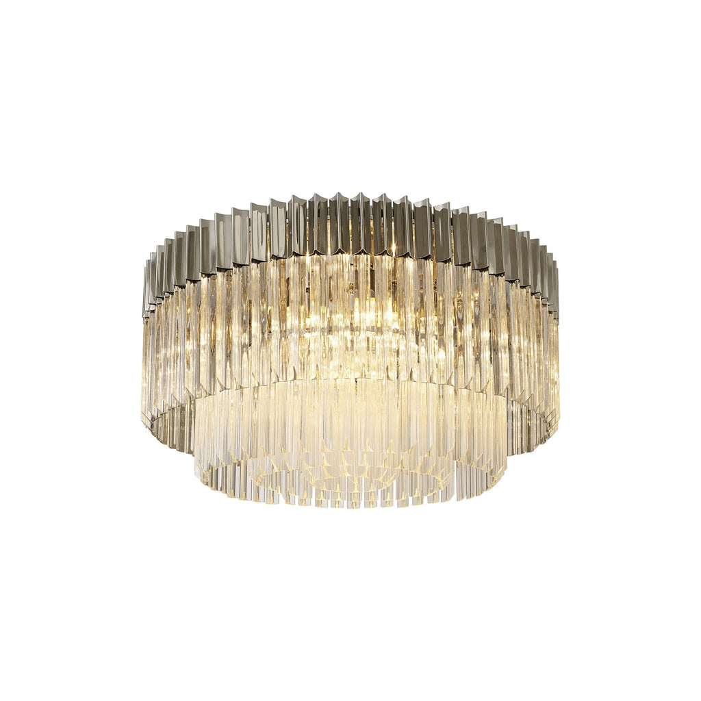 NL82429 Vienna Ceiling Round 12 Light Polished Nickel/Clear Glass