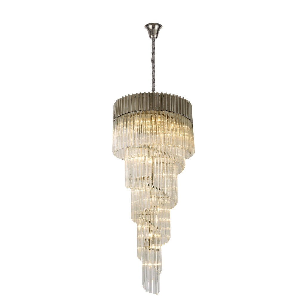 NL82439 Vienna Pendant Round 5 Tier 23 Light Polished Nickel/Clear Glass