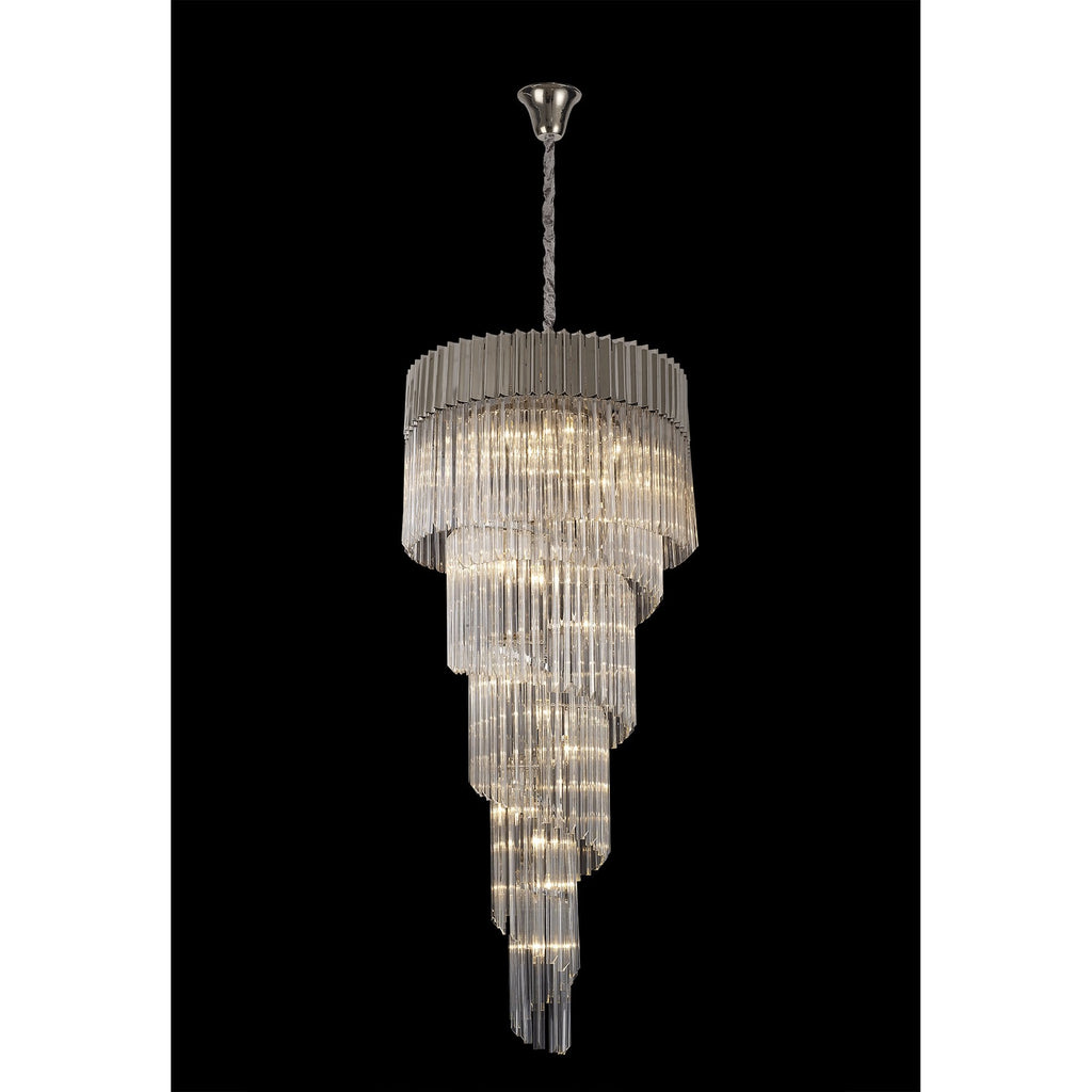 NL82439 Vienna Pendant Round 5 Tier 23 Light Polished Nickel/Clear Glass