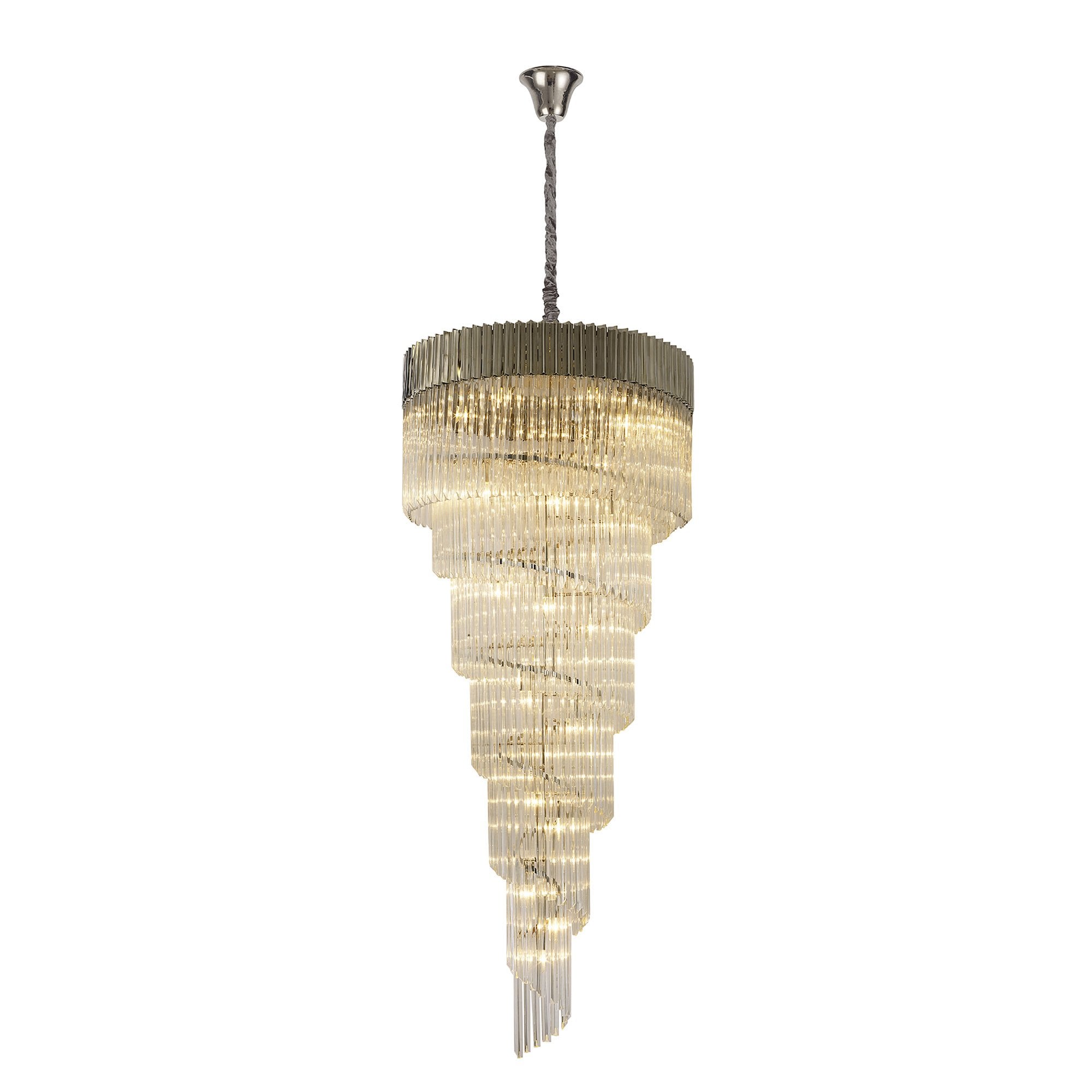 NL82449 Vienna Pendant Round 7 Tier 31 Light Polished Nickel/Clear Glass
