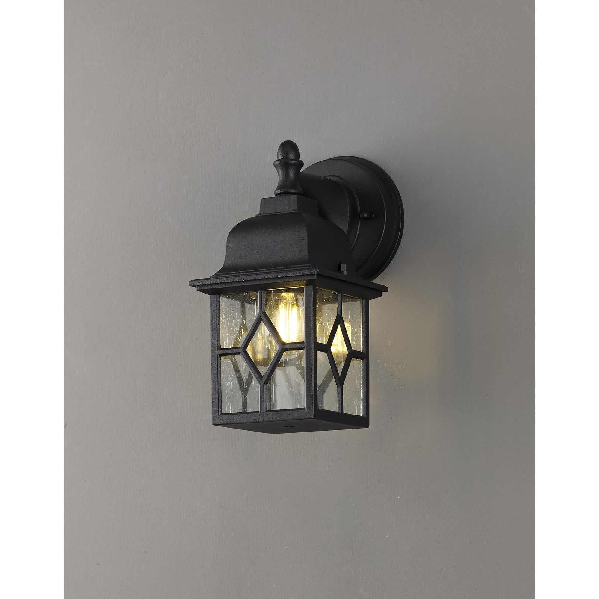 NL82489 Guard Outdoor Down Square Criss Cross Wall Lamp Sand Black