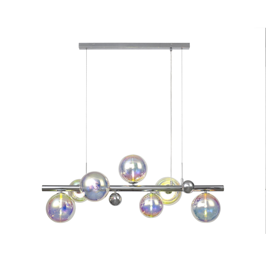 NL82519 Rome Linear 7 Light Pendant Polished Chrome/Iridescent Glass