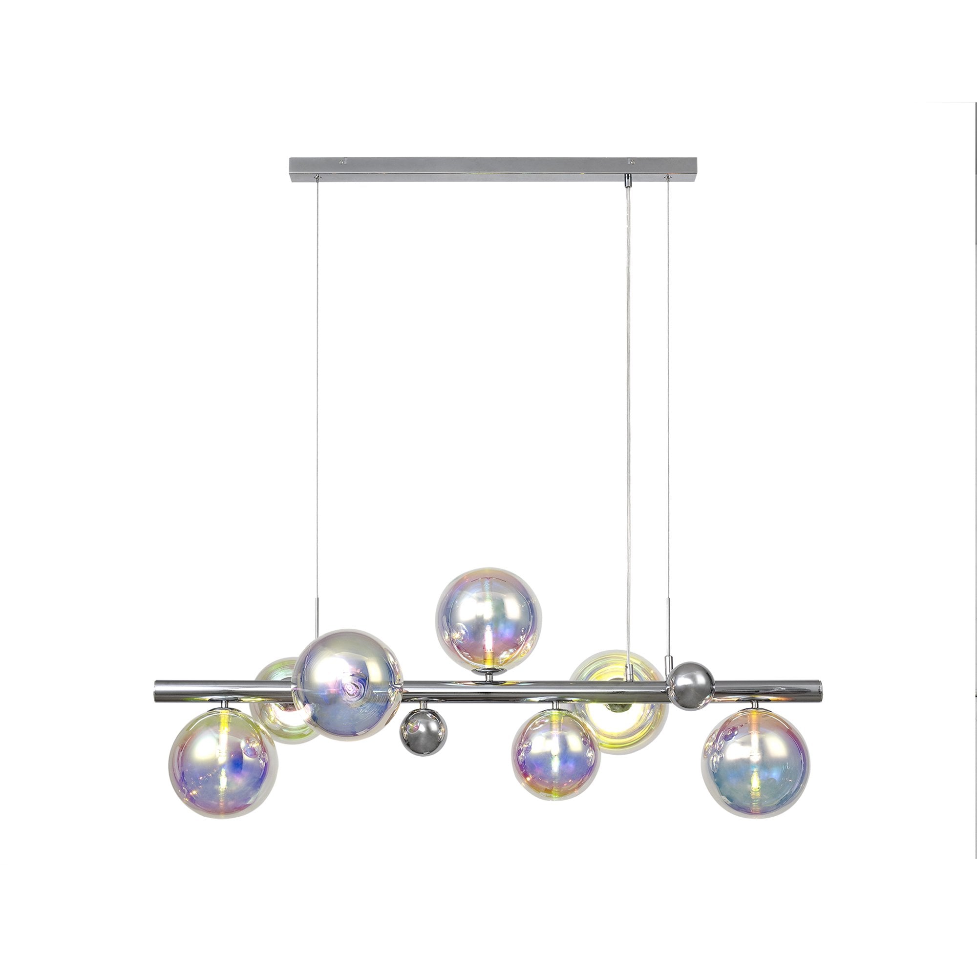 NL82519 Rome Linear 7 Light Pendant Polished Chrome/Iridescent Glass