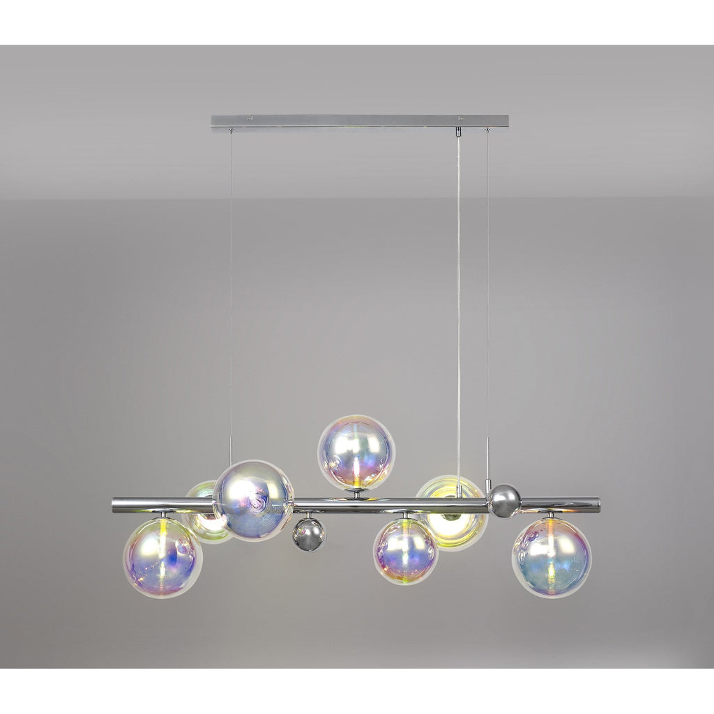 NL82519 Rome Linear 7 Light Pendant Polished Chrome/Iridescent Glass