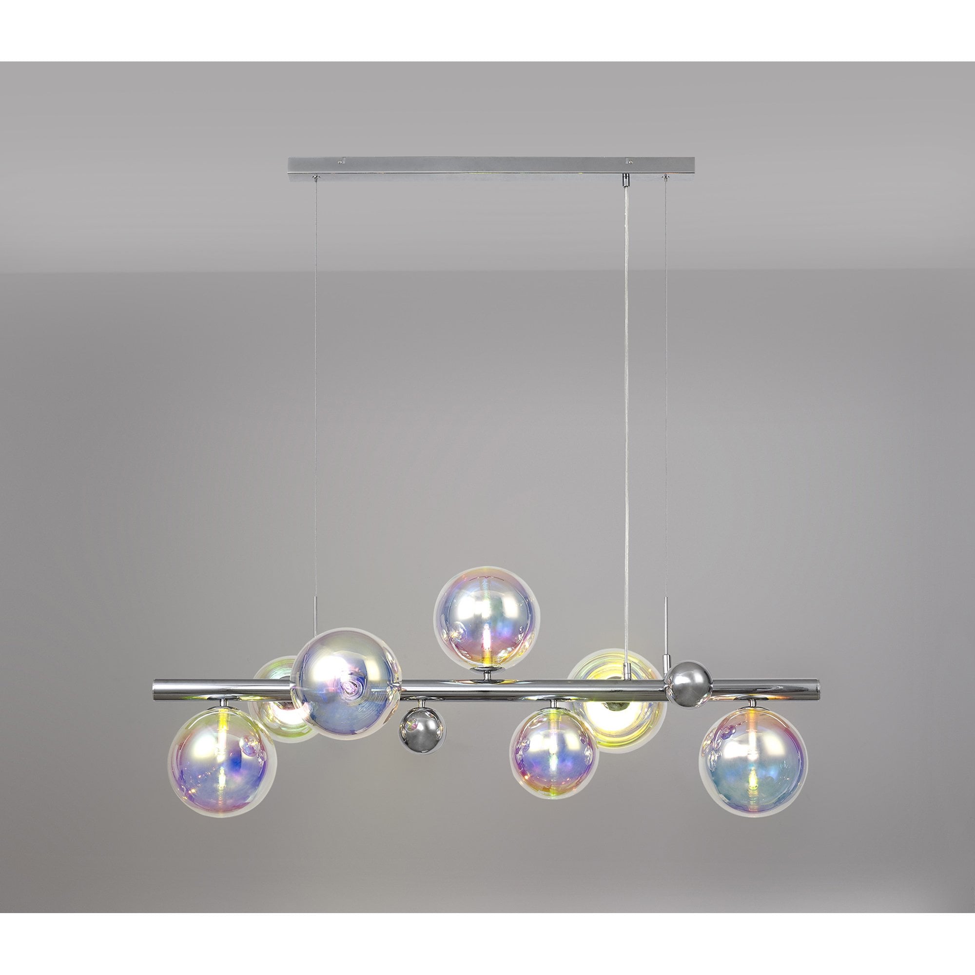 NL82519 Rome Linear 7 Light Pendant Polished Chrome/Iridescent Glass