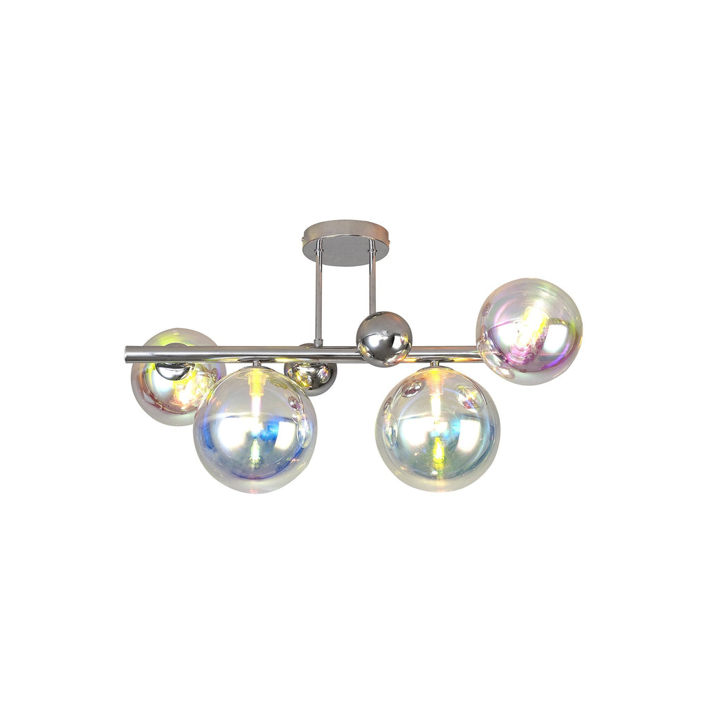 NL82559 Rome 4 Light Semi-Flush Ceiling Light Polished Chrome/Iridescent Glass
