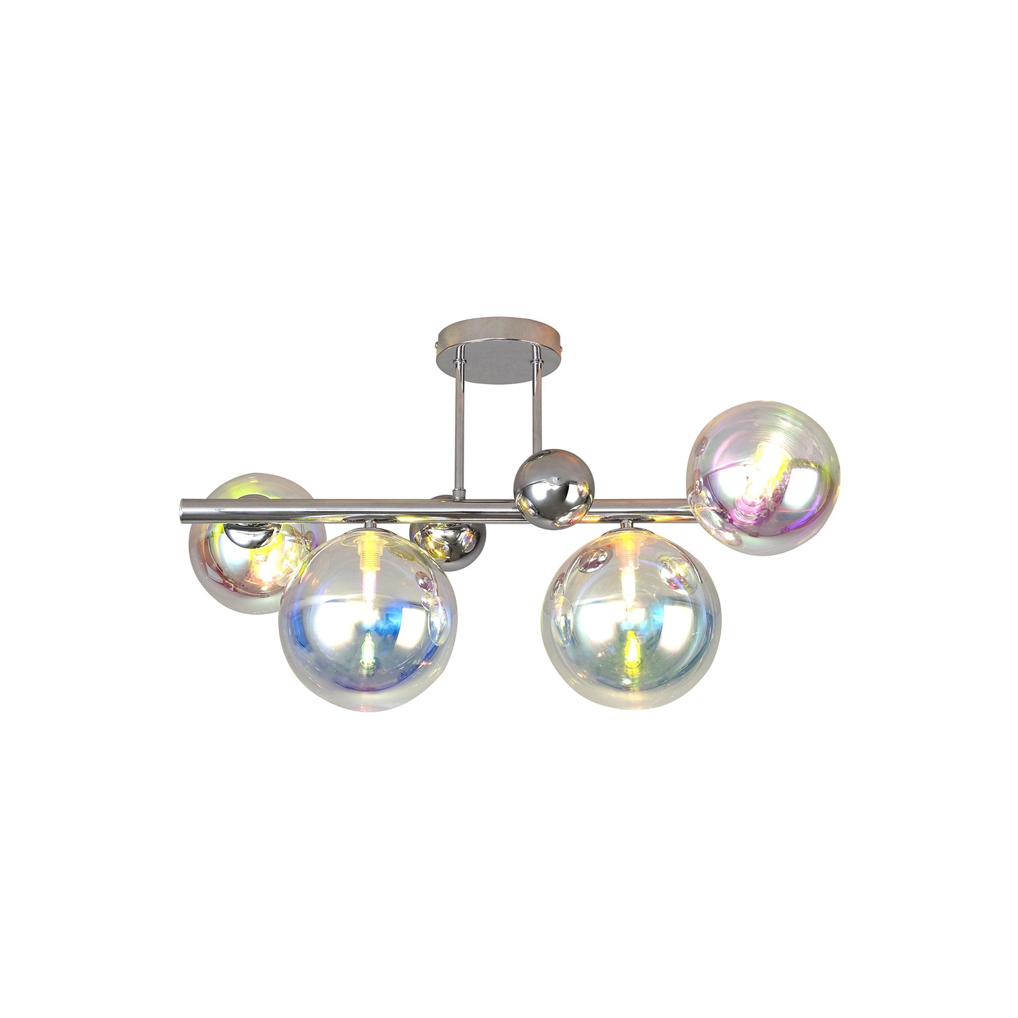 NL82559 Rome 4 Light Semi-Flush Ceiling Light Polished Chrome/Iridescent Glass