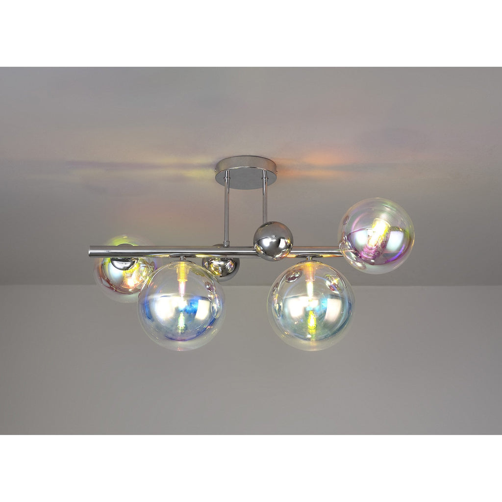 NL82559 Rome 4 Light Semi-Flush Ceiling Light Polished Chrome/Iridescent Glass