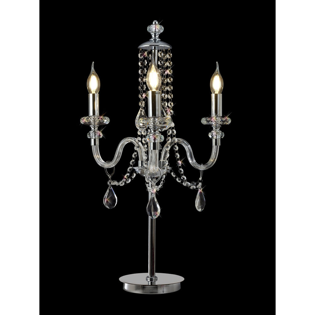 NL82579 Glastonbury Table Lamp 3 Light Polished Chrome/Clear Glass/Crystal