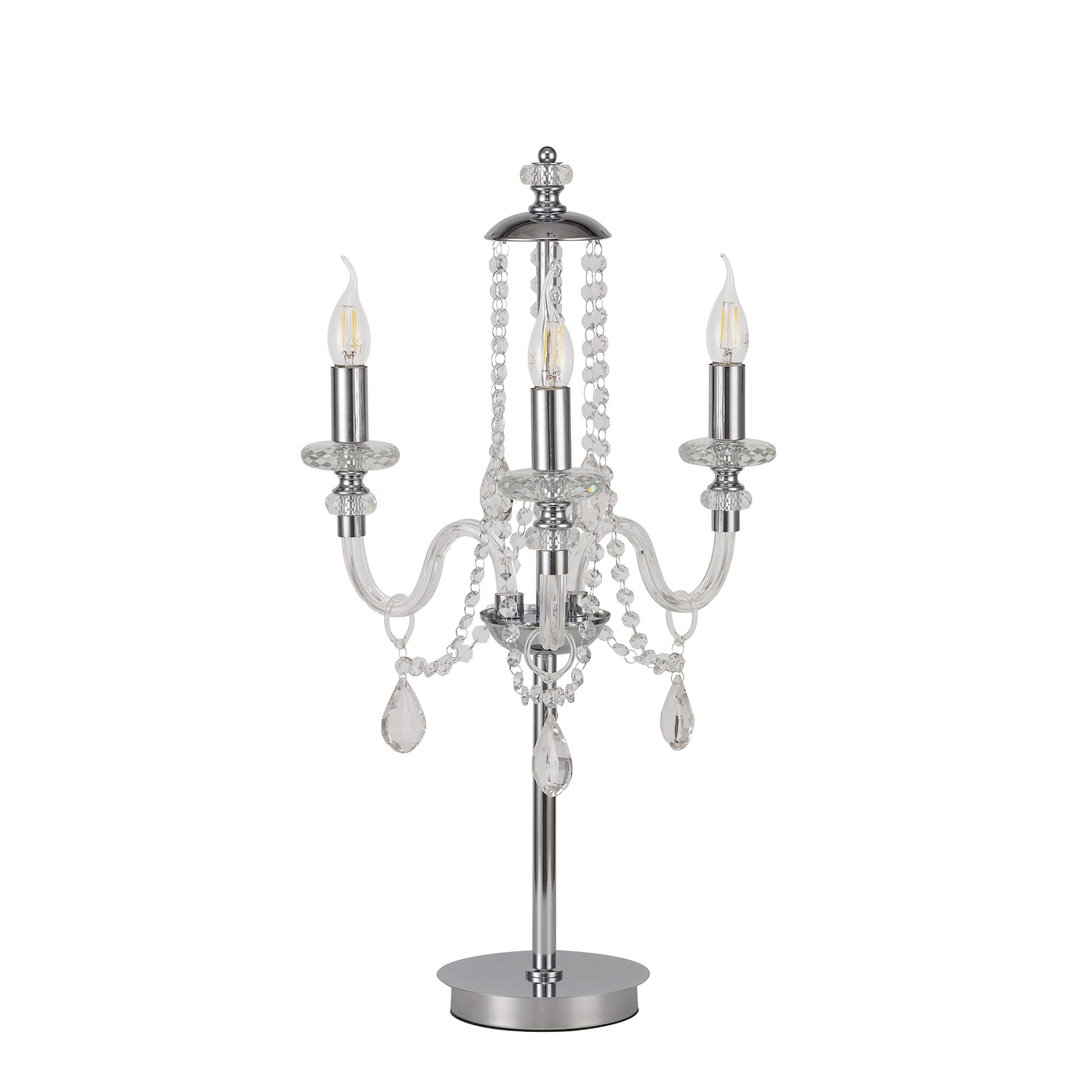 NL82579 Glastonbury Table Lamp 3 Light Polished Chrome/Clear Glass/Crystal
