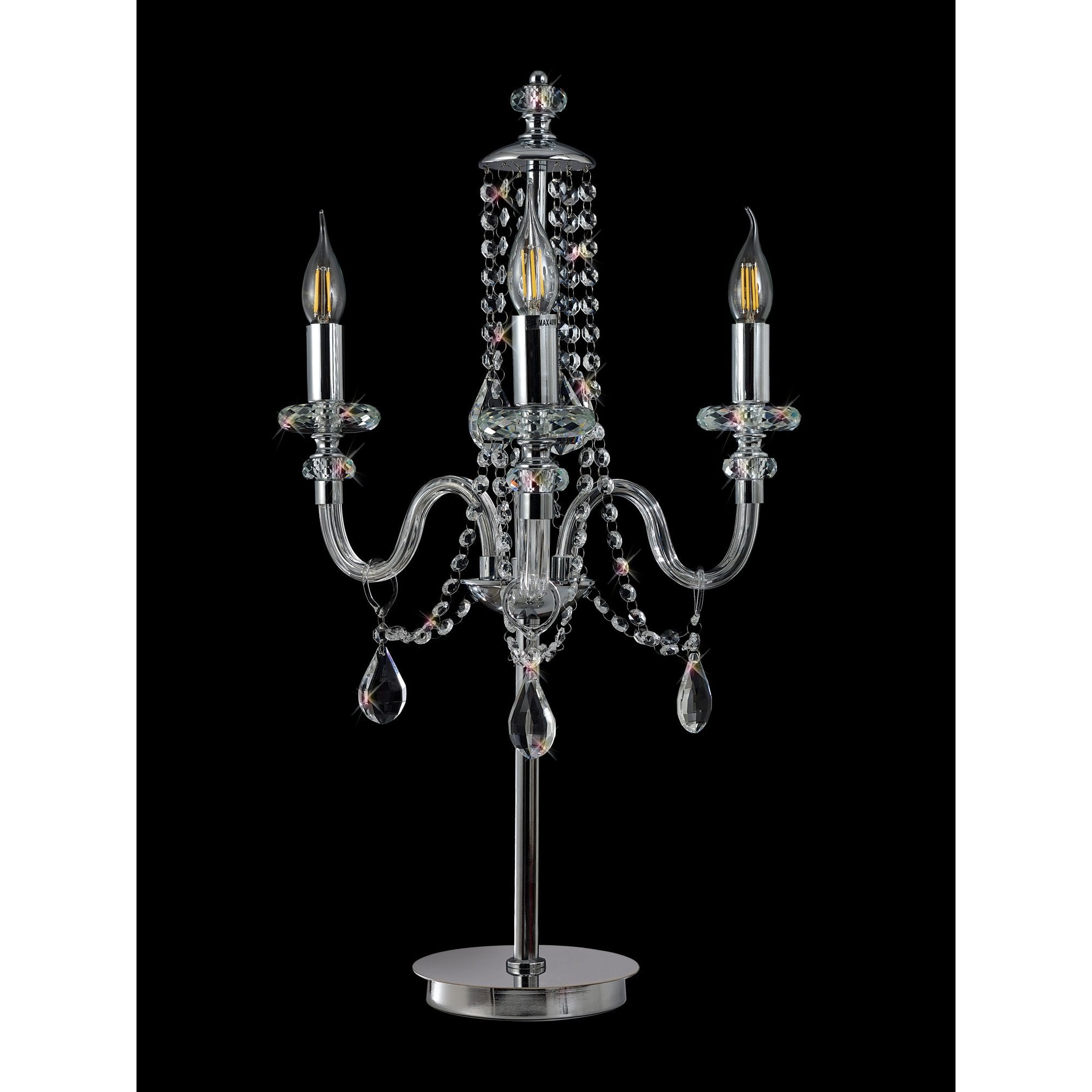 NL82579 Glastonbury Table Lamp 3 Light Polished Chrome/Clear Glass/Crystal