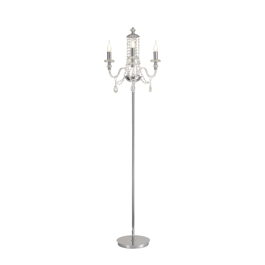 NL82599 Glastonbury Floor Lamp 3 Light Polished Chrome/Clear Glass/Crystal