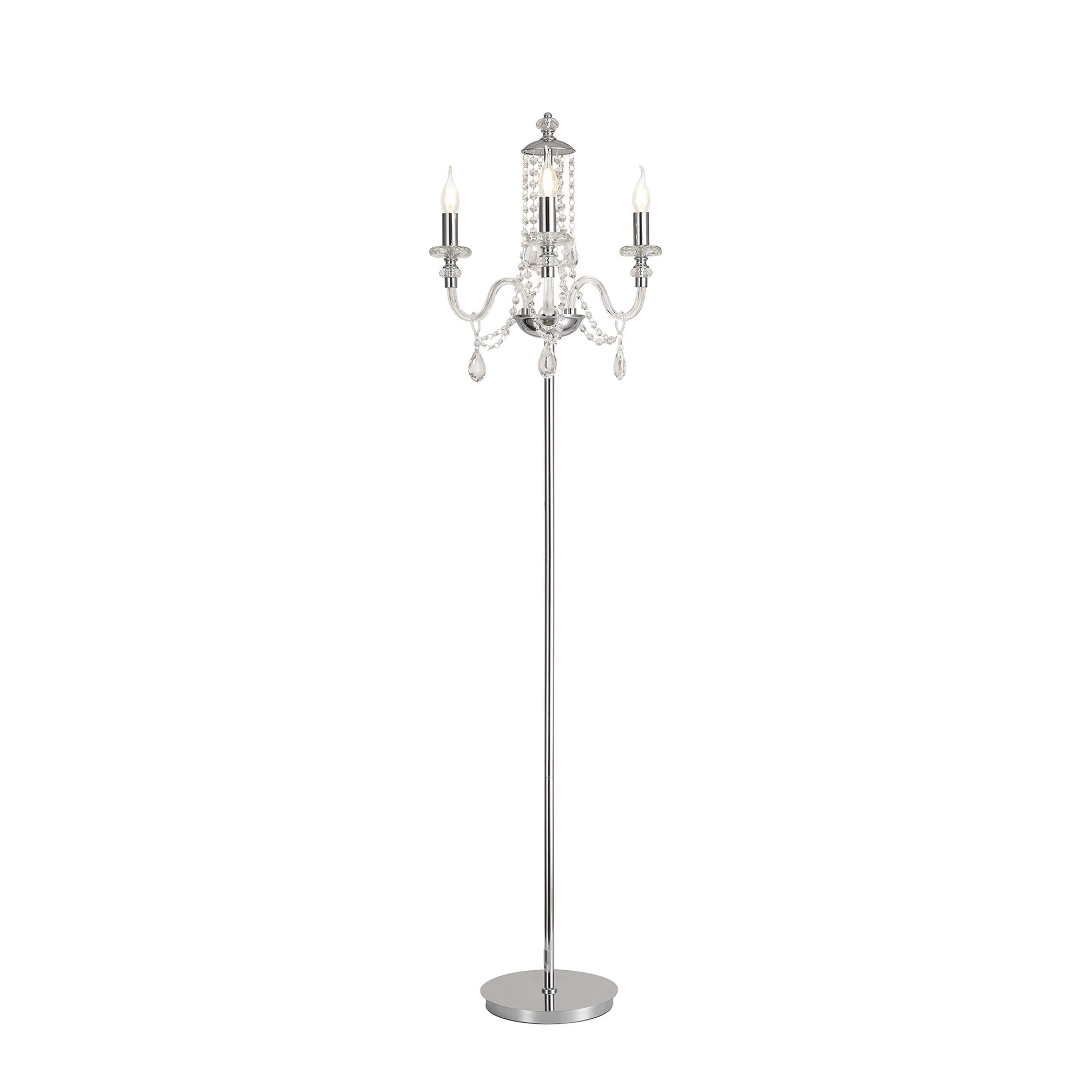 NL82599 Glastonbury Floor Lamp 3 Light Polished Chrome/Clear Glass/Crystal