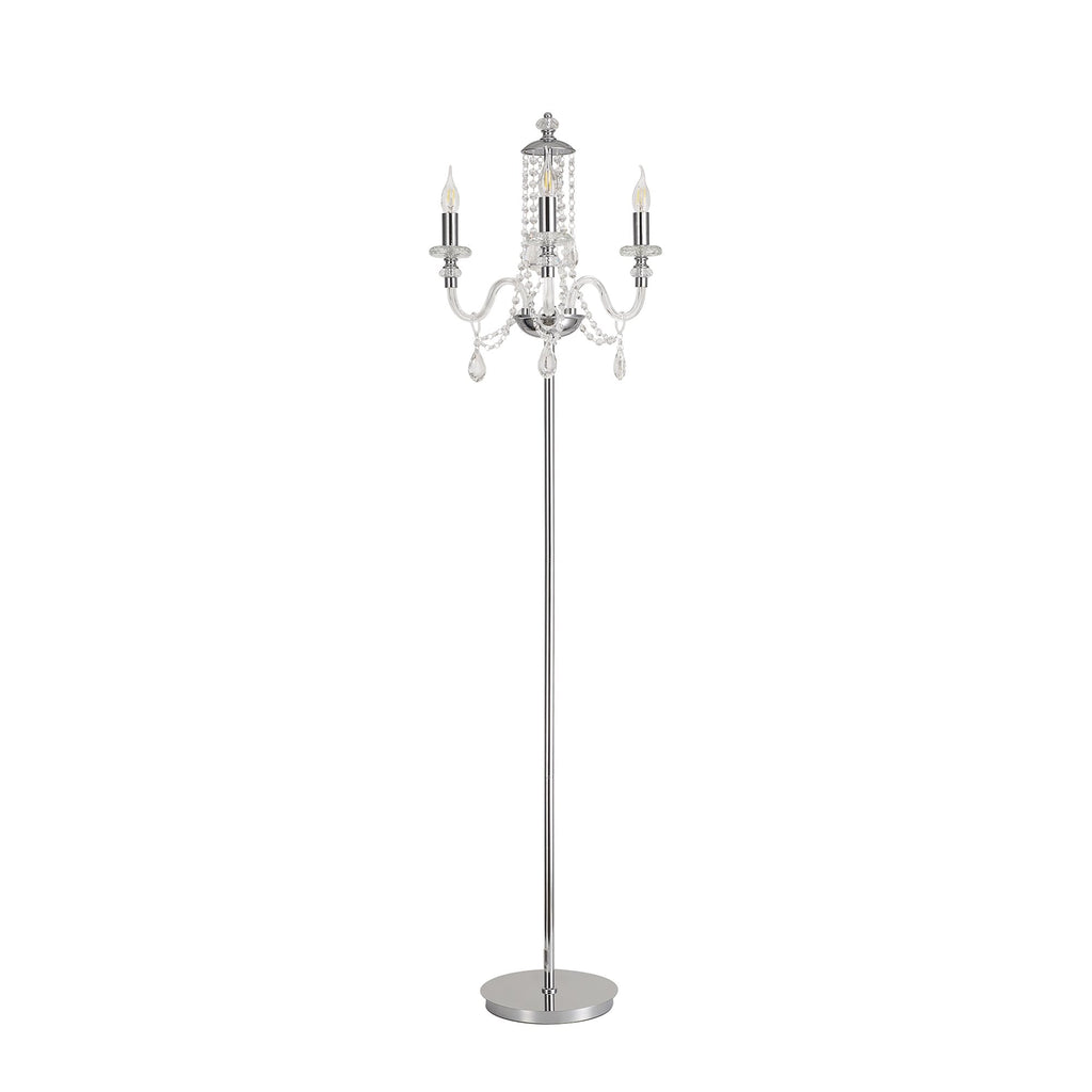NL82599 Glastonbury Floor Lamp 3 Light Polished Chrome/Clear Glass/Crystal