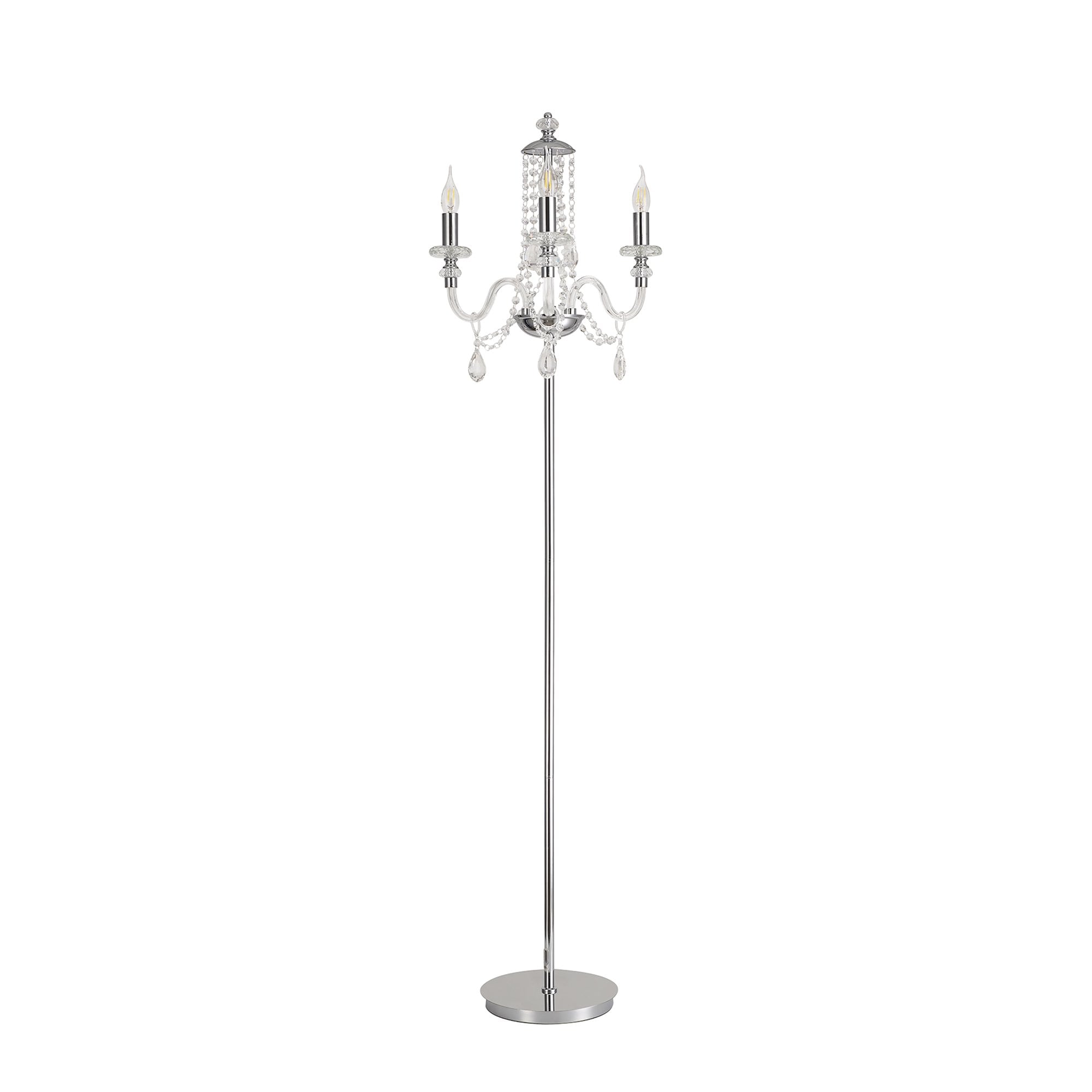 NL82599 Glastonbury Floor Lamp 3 Light Polished Chrome/Clear Glass/Crystal
