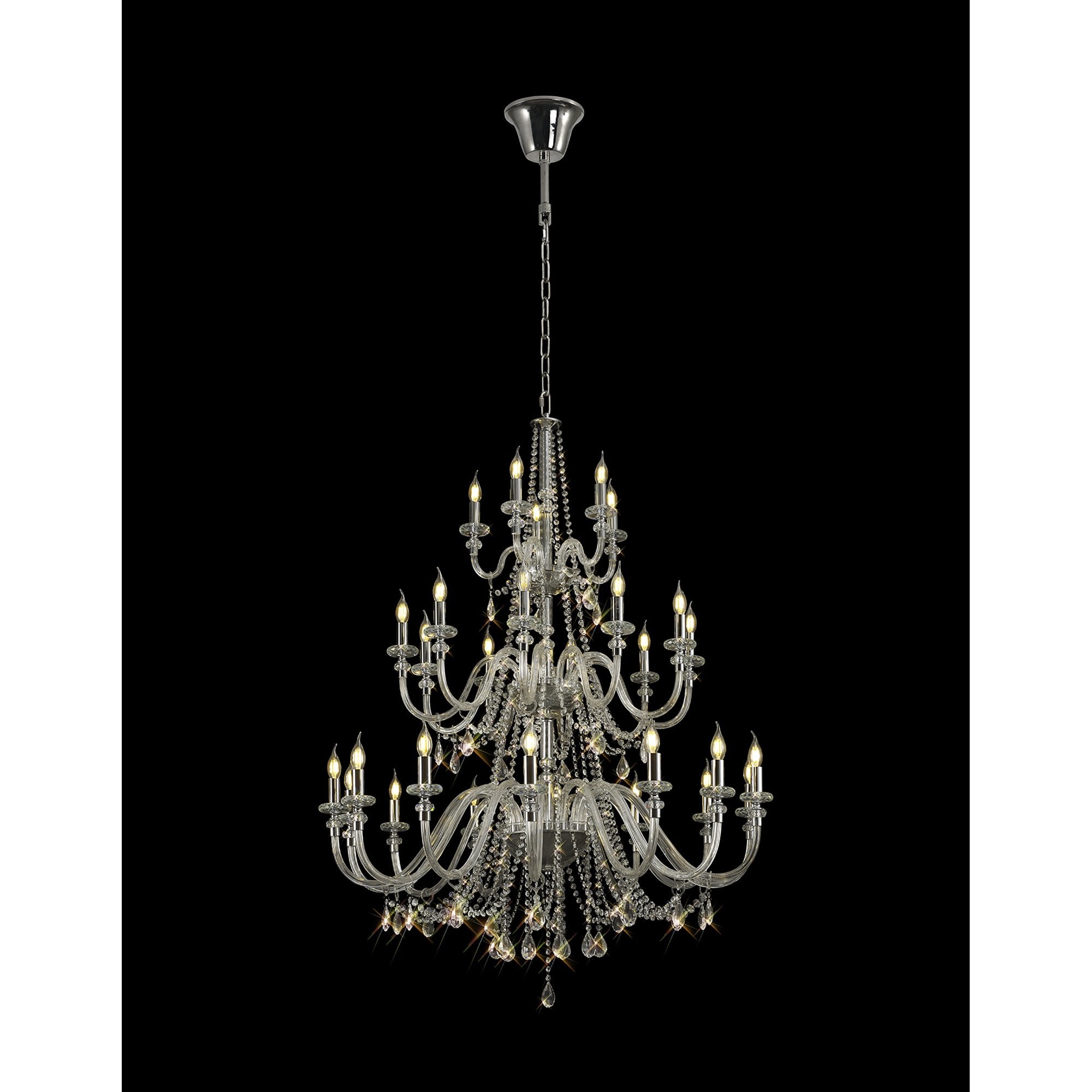 NL82609 Glastonbury Chandelier Pendant 29 Light Polished Chrome/Clear Glass/Crystal