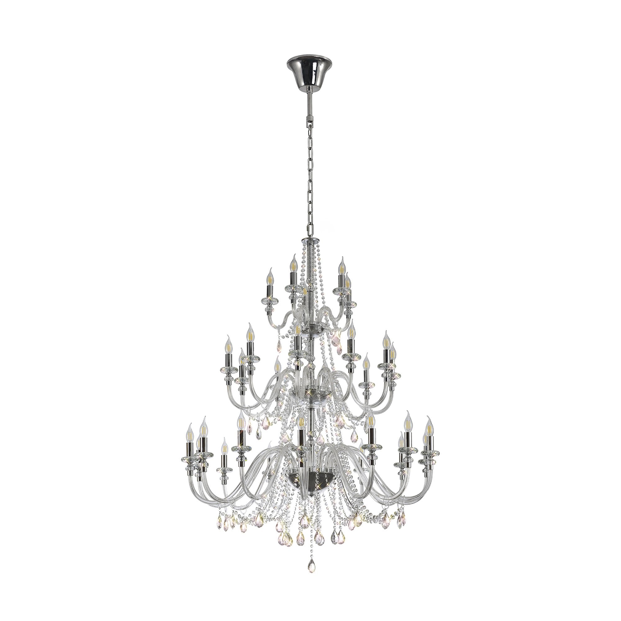 NL82609 Glastonbury Chandelier Pendant 29 Light Polished Chrome/Clear Glass/Crystal