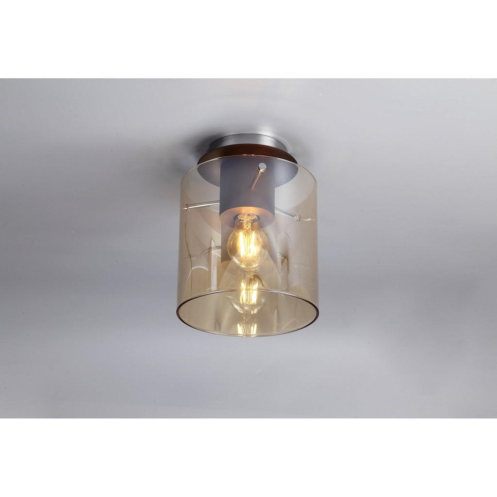 NL82649 Tokyo Round Ceiling Flush Mocha/Amber Glass