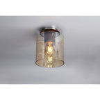 NL82649 Tokyo Round Ceiling Flush Mocha/Amber Glass