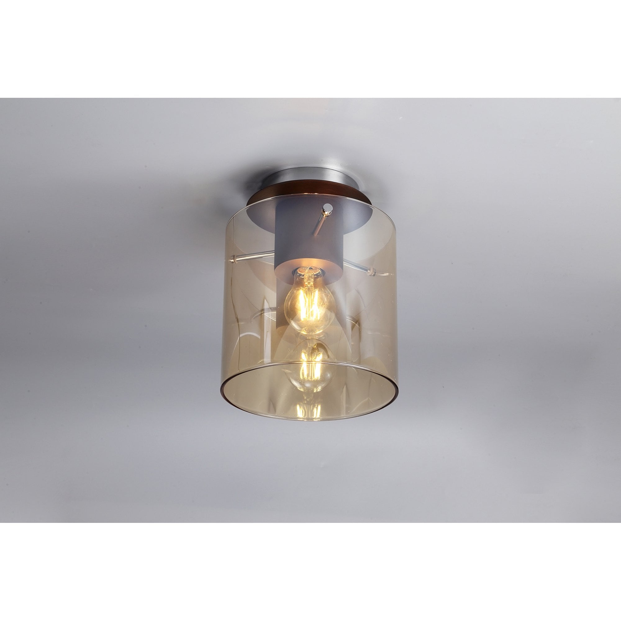 NL82649 Tokyo Round Ceiling Flush Mocha/Amber Glass