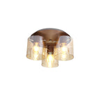 NL82659 Tokyo Round Ceiling Flush 3 Light Mocha/Amber Glass