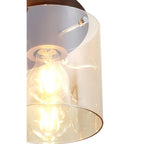 NL82659 Tokyo Round Ceiling Flush 3 Light Mocha/Amber Glass