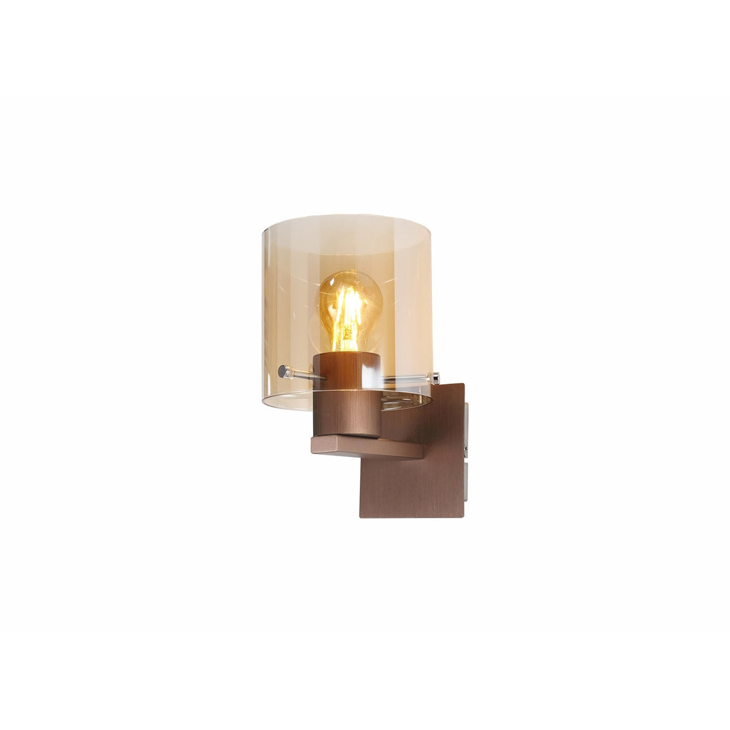 NL82679 Tokyo  Single Switched Wall Lamp Mocha/Amber Glass