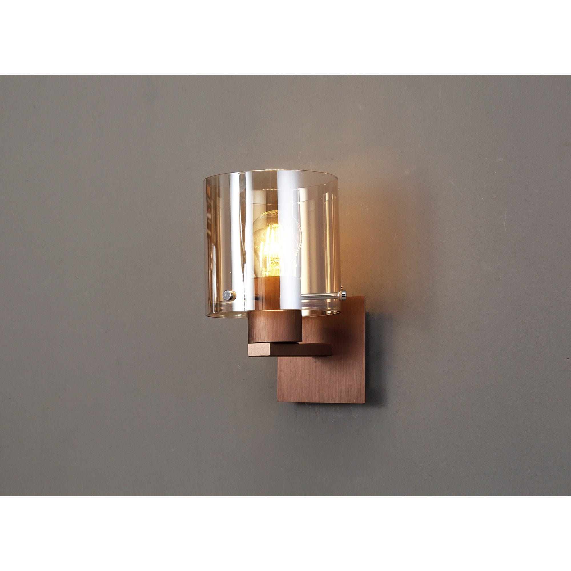 NL82679 Tokyo  Single Switched Wall Lamp Mocha/Amber Glass
