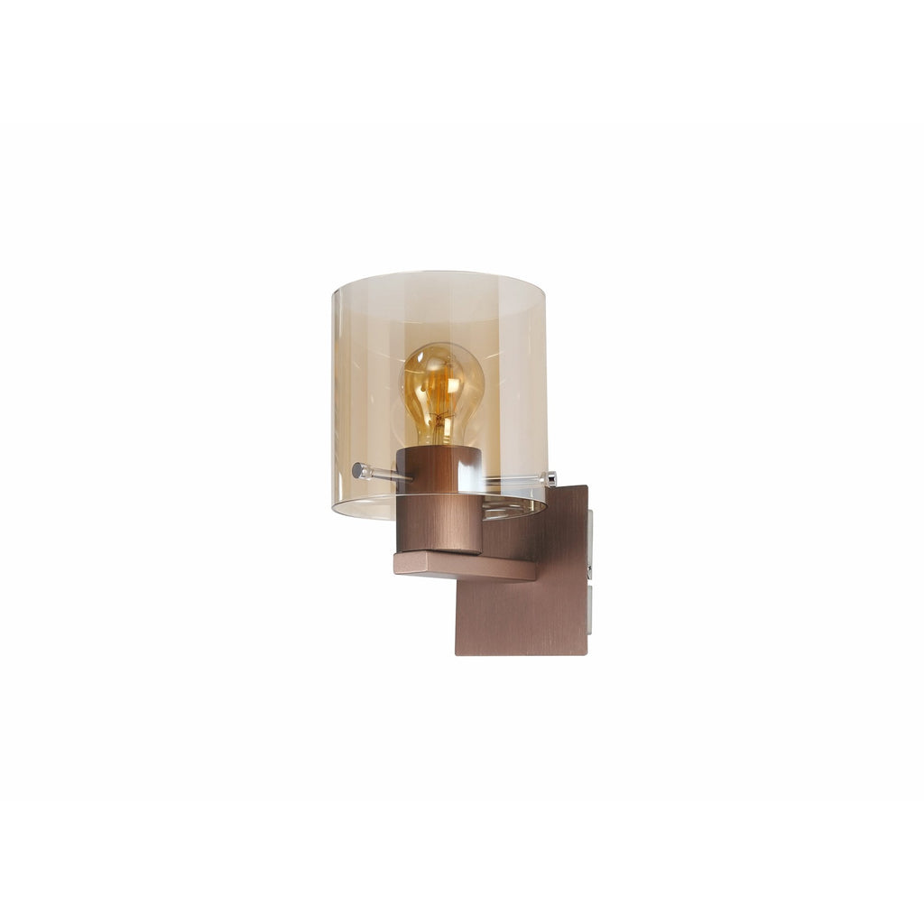 NL82679 Tokyo  Single Switched Wall Lamp Mocha/Amber Glass