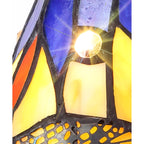 NL82729 Heidi Tiffany Table Lamp Black/Gold, Blue/Orange/Crystal Shade
