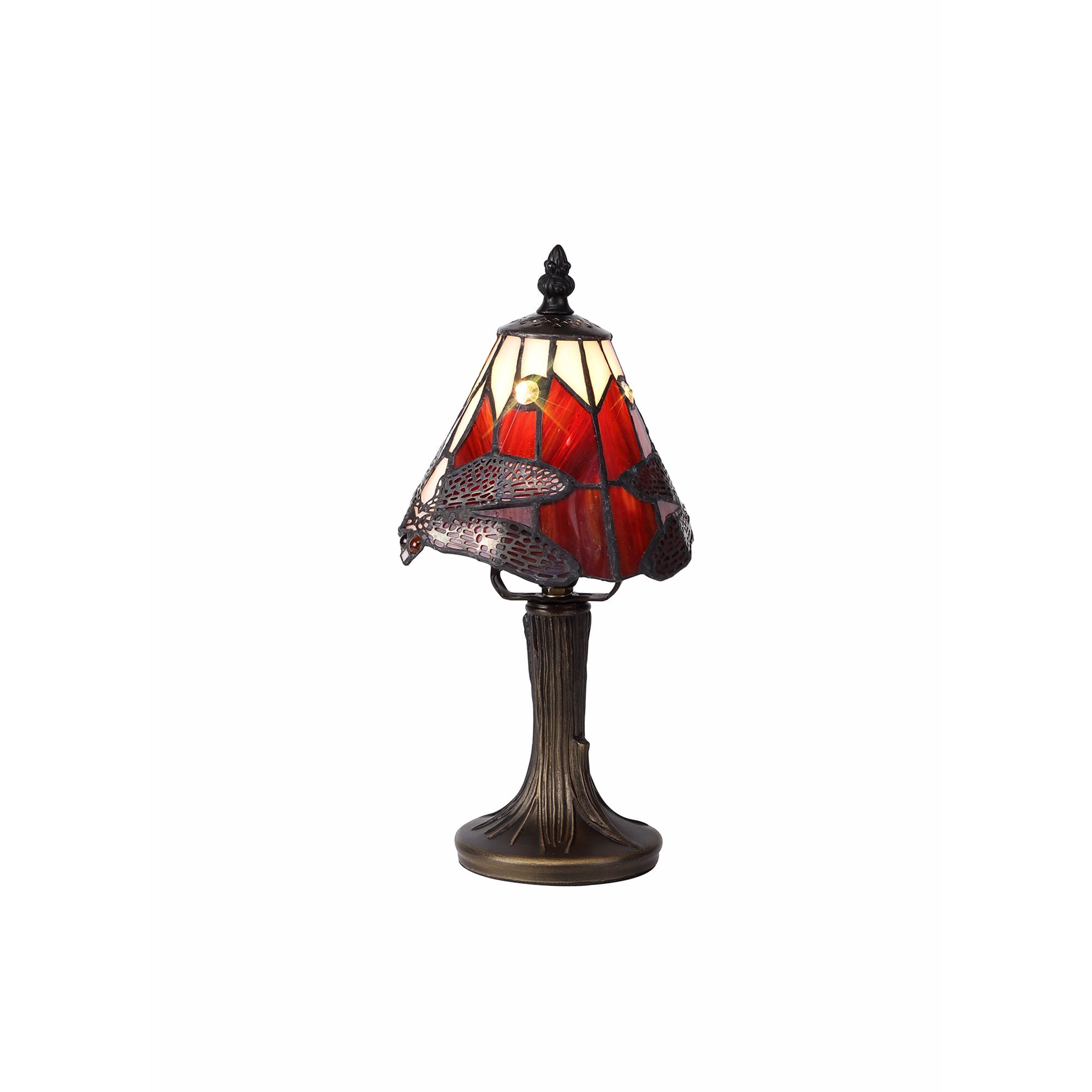 NL82739 Heidi Tiffany Table Lamp Black/Gold, Purple/Pink/Crystal Shade