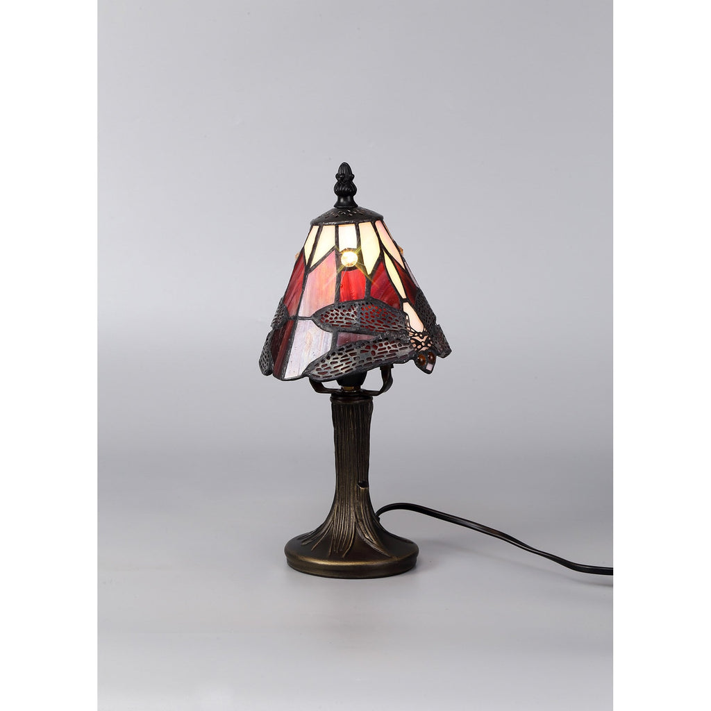 NL82739 Heidi Tiffany Table Lamp Black/Gold, Purple/Pink/Crystal Shade