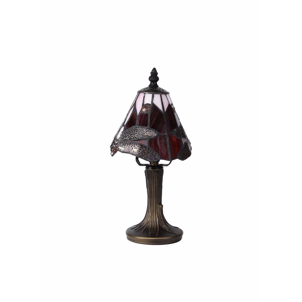 NL82739 Heidi Tiffany Table Lamp Black/Gold, Purple/Pink/Crystal Shade