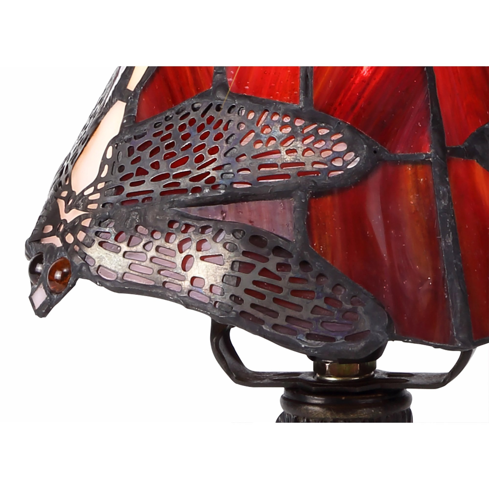 NL82739 Heidi Tiffany Table Lamp Black/Gold, Purple/Pink/Crystal Shade