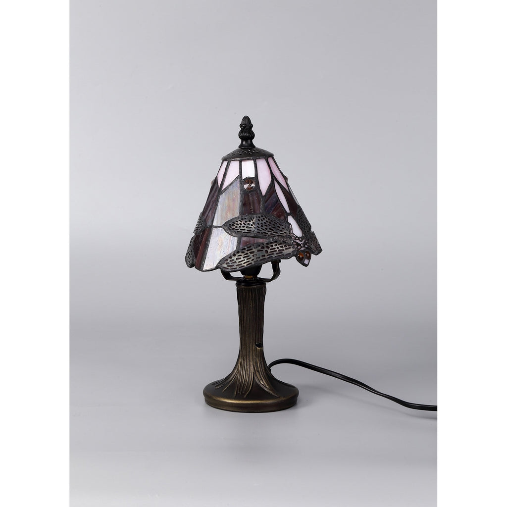 NL82739 Heidi Tiffany Table Lamp Black/Gold, Purple/Pink/Crystal Shade