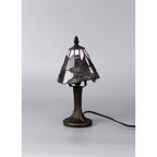 NL82739 Heidi Tiffany Table Lamp Black/Gold, Purple/Pink/Crystal Shade