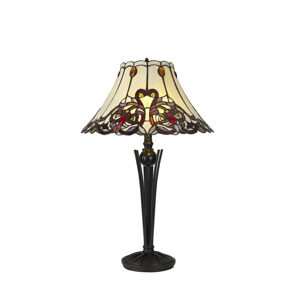 NL82749 Charlie Tiffany Table Lamp Red / Orange / Crystal / Black