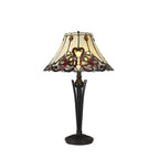 NL82749 Charlie Tiffany Table Lamp Red / Orange / Crystal / Black