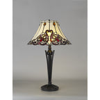 NL82749 Charlie Tiffany Table Lamp Red / Orange / Crystal / Black