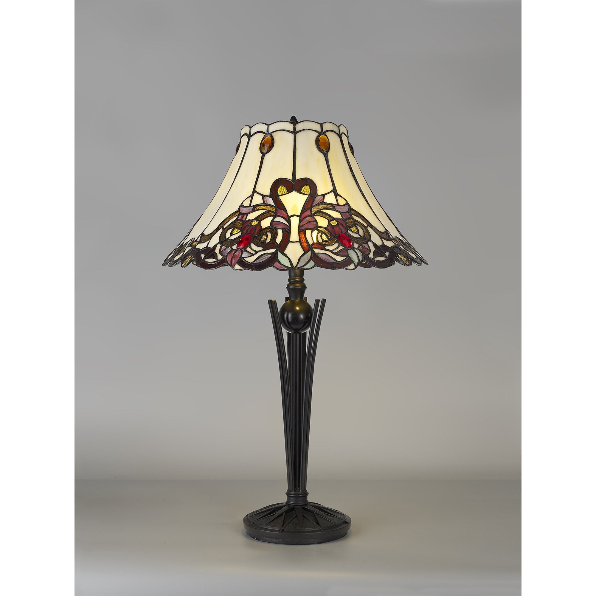 NL82749 Charlie Tiffany Table Lamp Red / Orange / Crystal / Black