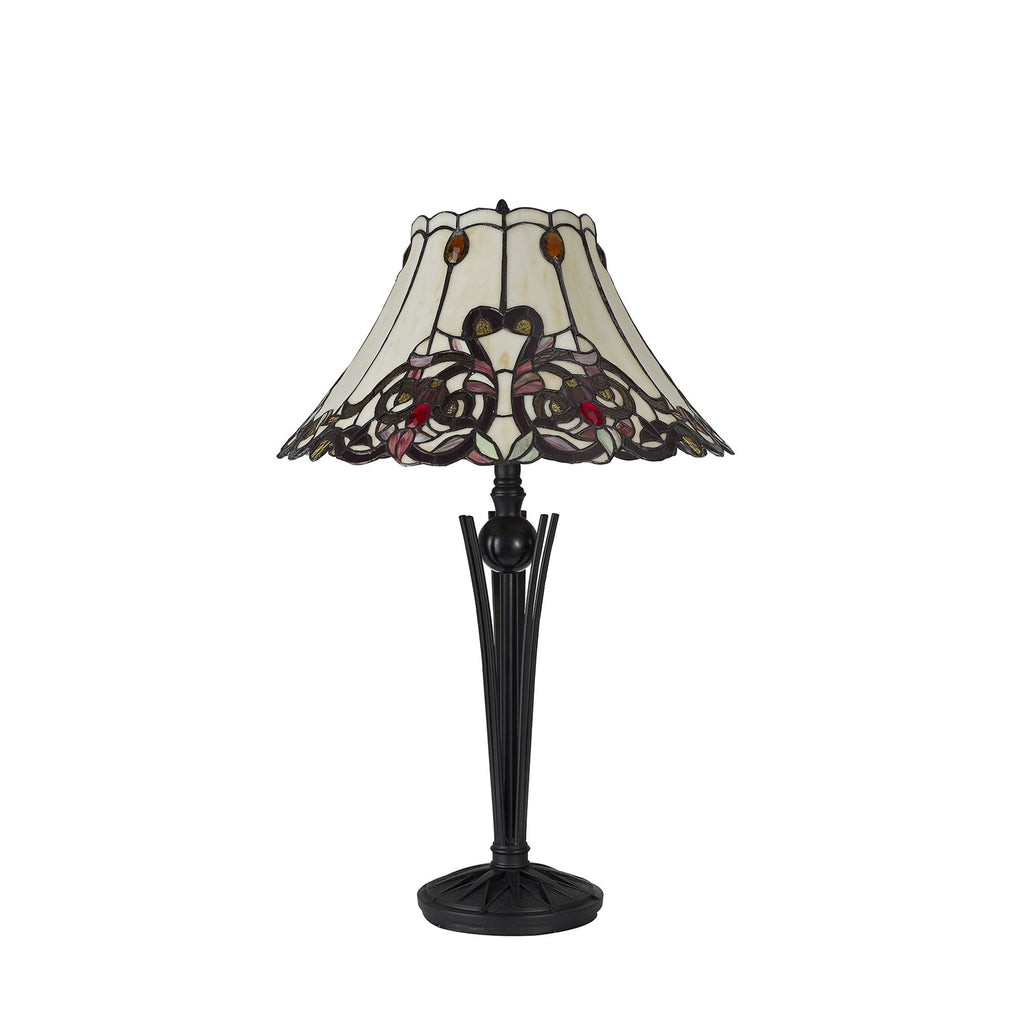 NL82749 Charlie Tiffany Table Lamp Red / Orange / Crystal / Black