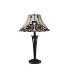 NL82749 Charlie Tiffany Table Lamp Red / Orange / Crystal / Black