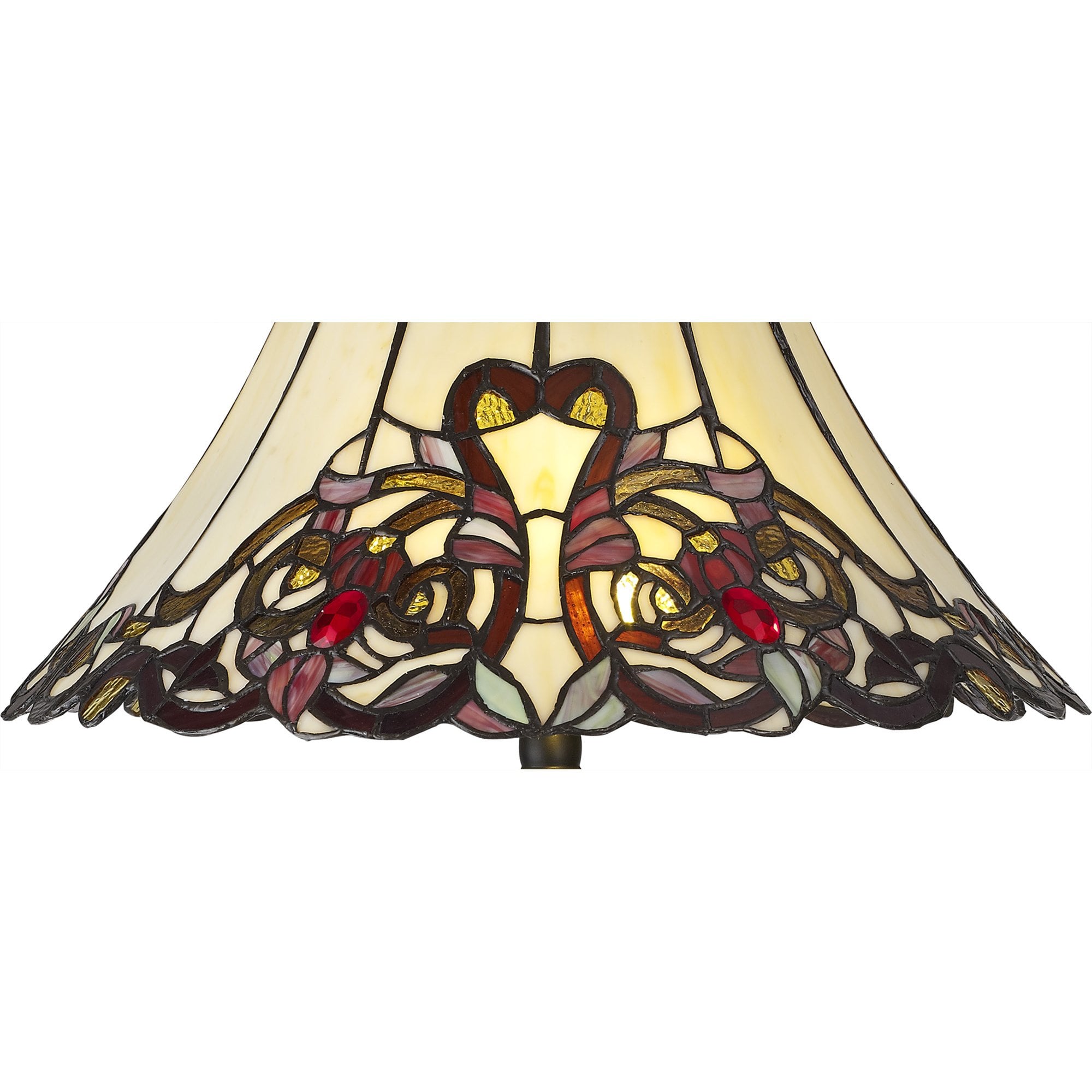 NL82749 Charlie Tiffany Table Lamp Red / Orange / Crystal / Black