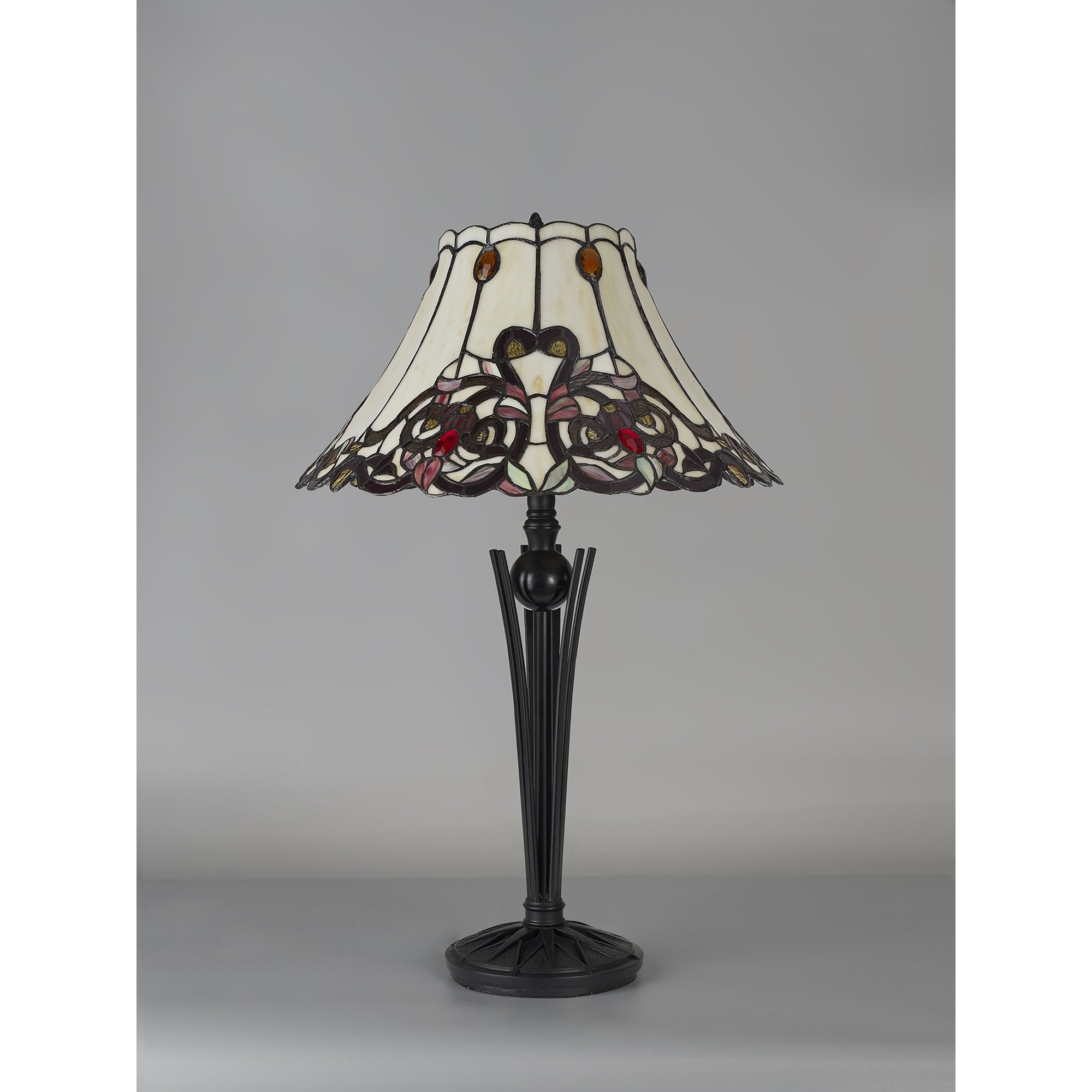 NL82749 Charlie Tiffany Table Lamp Red / Orange / Crystal / Black