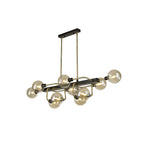 NL82969 Dublin Fixed Pendant Ceiling 10 Light Matt Black/Antique Brass/Cognac Glass