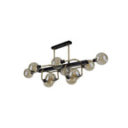 NL82969 Dublin Fixed Pendant Ceiling 10 Light Matt Black/Antique Brass/Cognac Glass