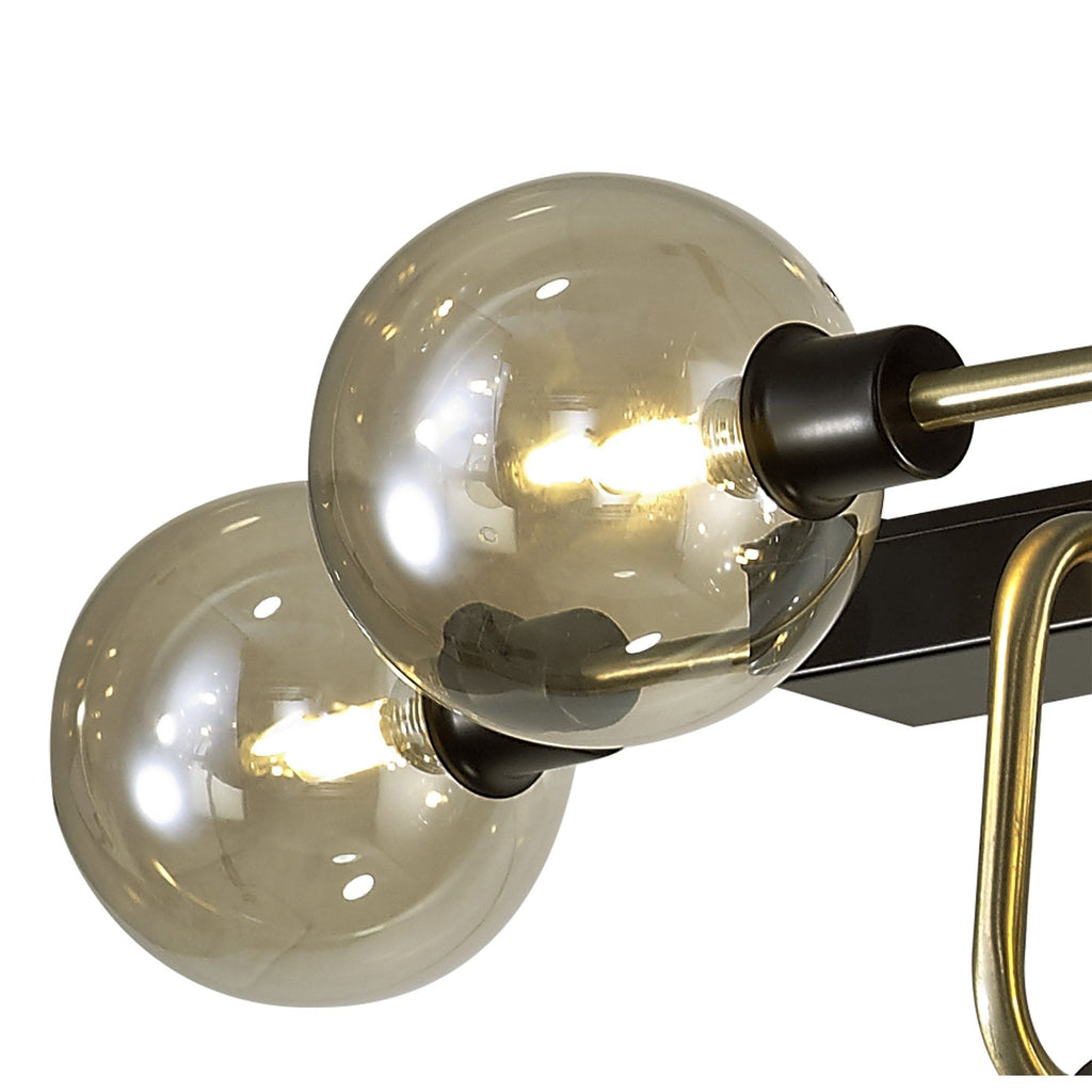 NL82969 Dublin Fixed Pendant Ceiling 10 Light Matt Black/Antique Brass/Cognac Glass