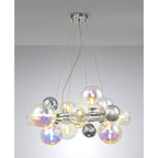 NL83139 Rome 12 Light Circular Pendant Polished Chrome Iridescent Glass